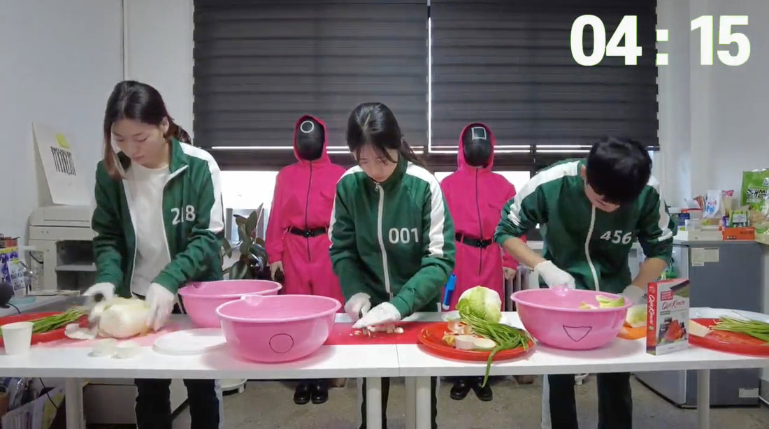 Squid Game parody, making healthy Kimchi in 7 mins using QuicKimchi